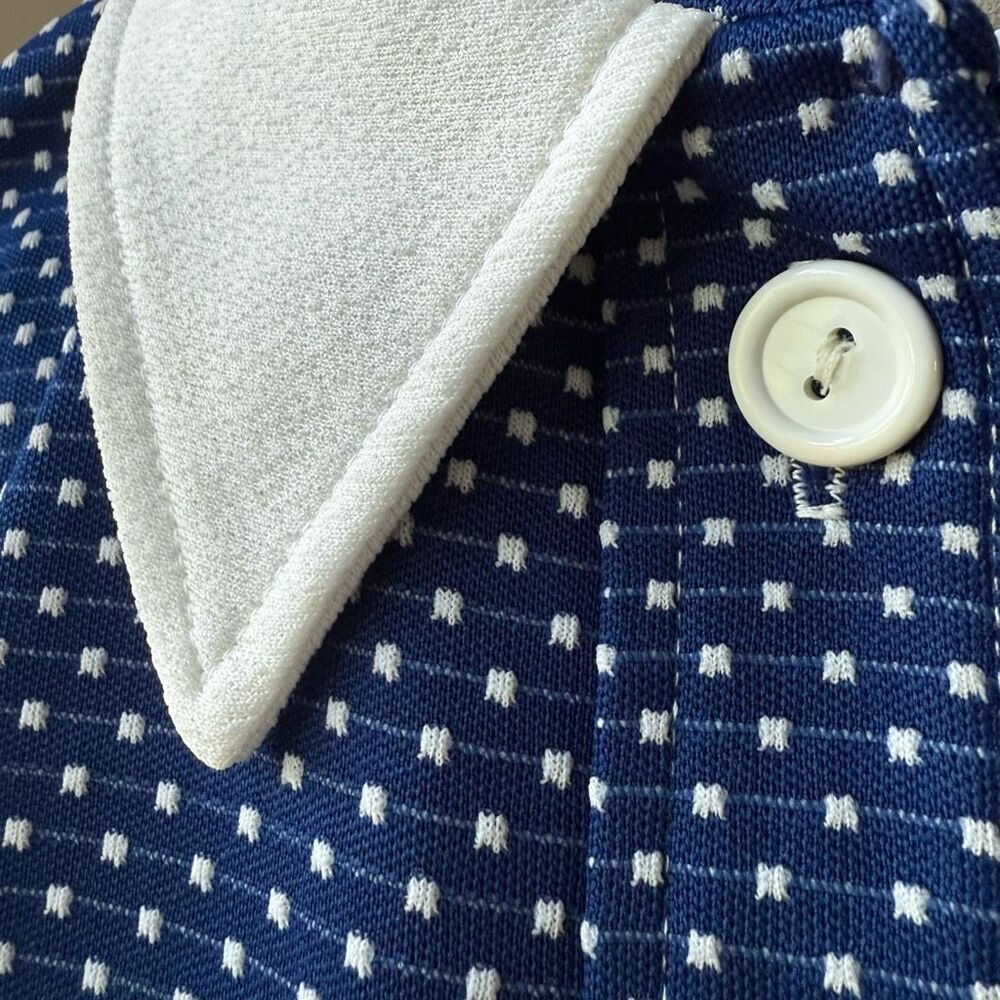 Vintage 70s 2pc Blue White Wide Leg High Rise Pants Crop Top S M 4 6 - Picture 11 of 16